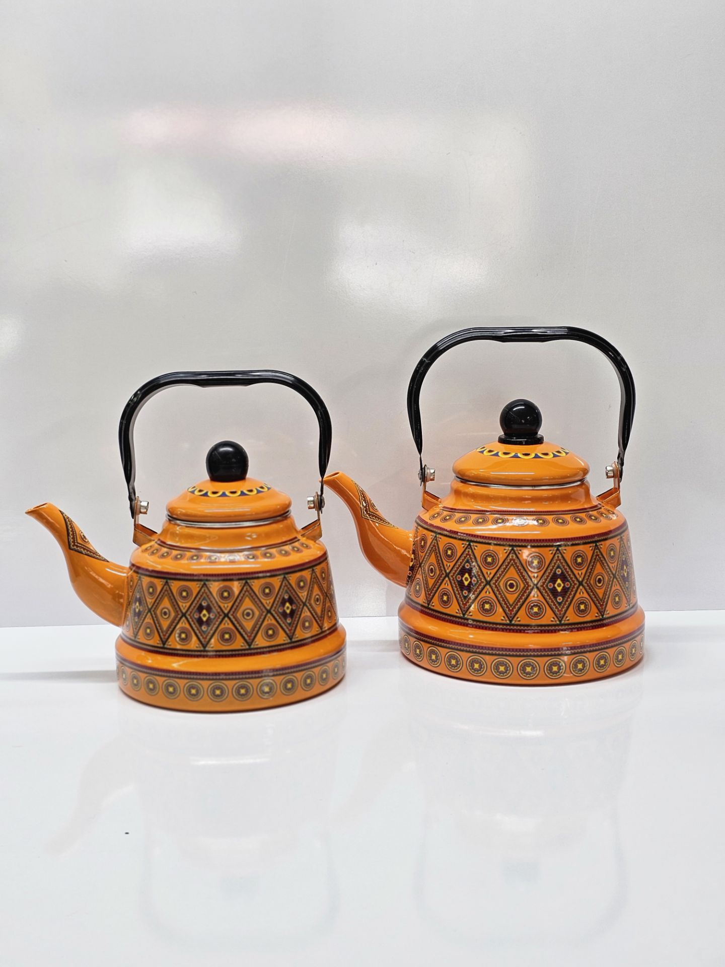 ست کتری و قوری لعابی نارنجی