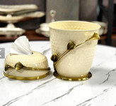 جای دستمال کاغذی و سطل زباله فلزی