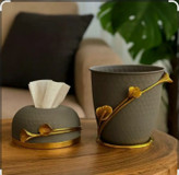 جای دستمال کاغذی و سطل زباله فلزی شیک